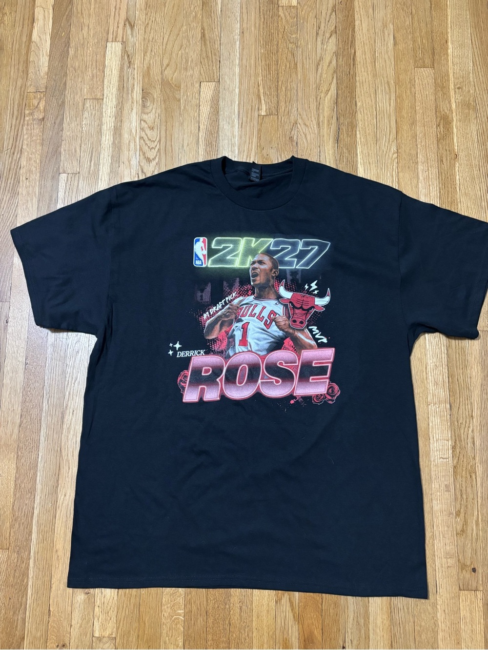 2K27 MVP Derrick Rose #1 Draft Pick graphic shirt Mens New w/o tags Black Xl